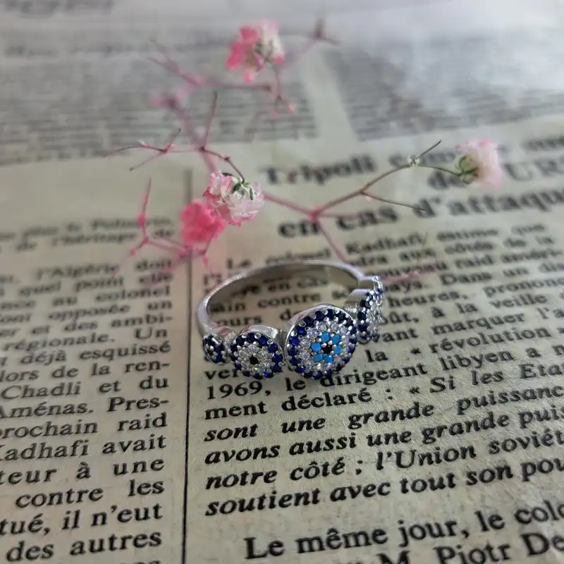 انگشتر نقره زنانه ملک زیور مدل چشم نظر کد 16