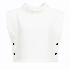 کراپ بلوز آستین تا روی شانه یقه دراپه زنانه مدل ٢١٦٣