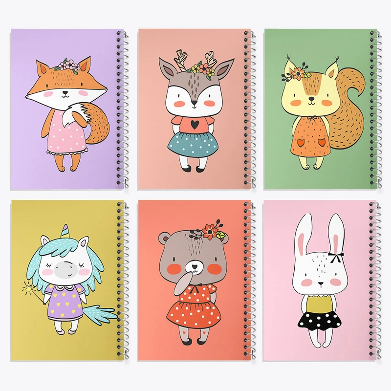 دفتر نقاشی 50 برگ خندالو طرح حیوانات بامزه کد 135 مجموعه 6 عددی