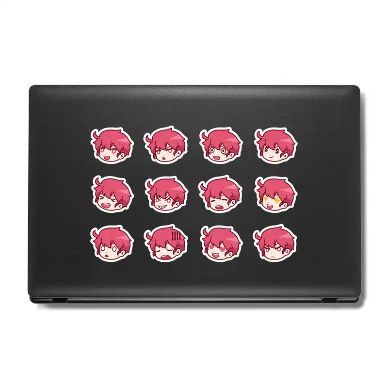 استیکر لپ تاپ و موبایل بووم طرح پسر انیمه ای کد MR61 مجموعه 12 عددی