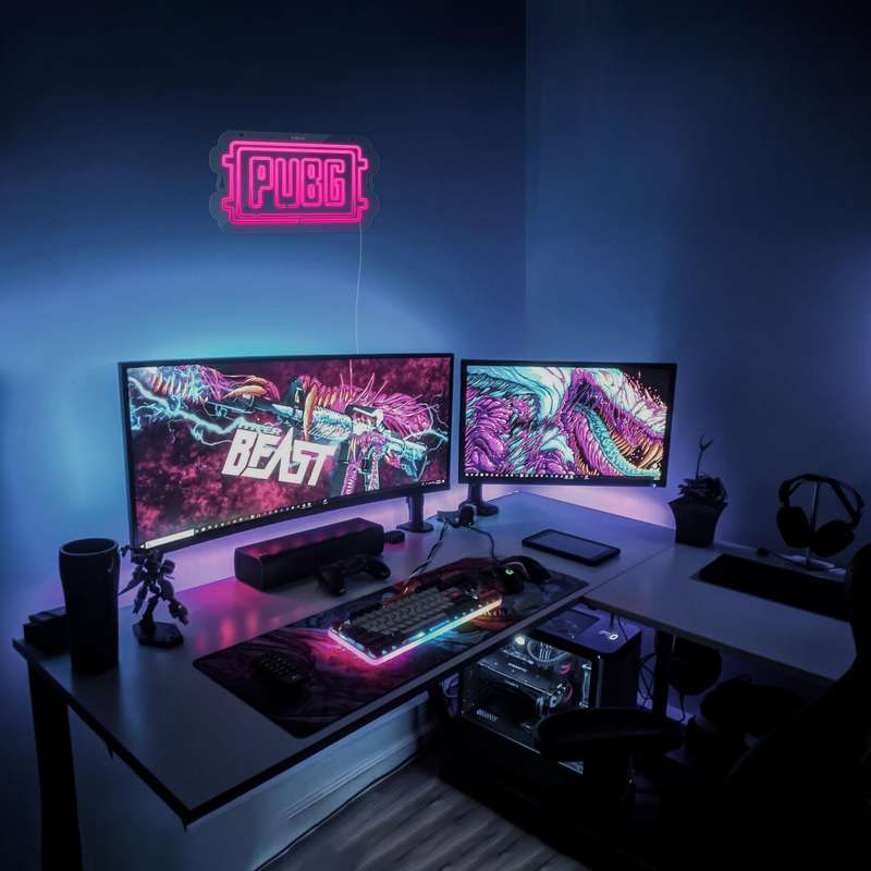 چراغ دیواری نئون دیزاین طرح Pubg-Logo_PN