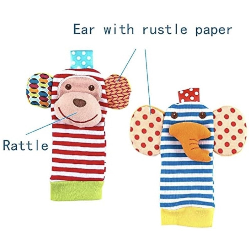 جغجغه اس کی کی بیبی مدل جورابی  طرح میمون و فیل مجموعه 2 عددی