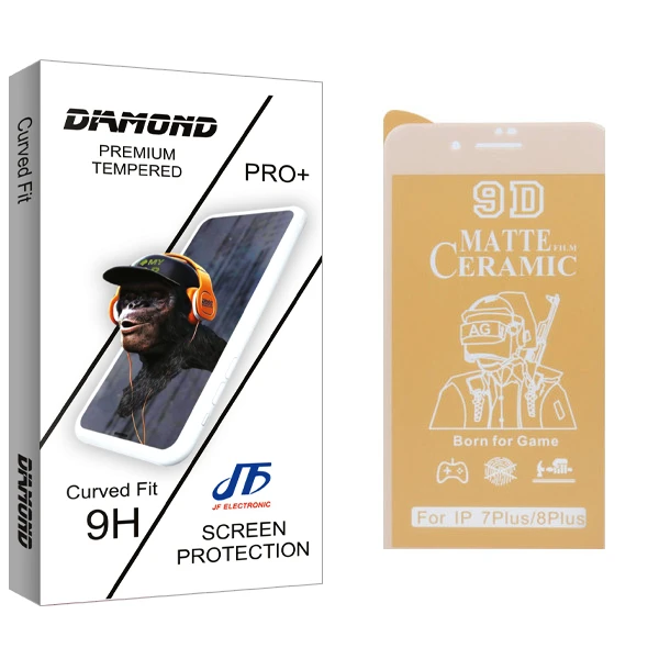 محافظ صفحه نمایش سرامیکی مات جی اف مدل Diamond glass مناسب برای گوشی موبایل اپل iphone 7 / 8P