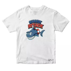 تی شرت آستین کوتاه پسرانه مدل Shark کد SH012 رنگ سفید