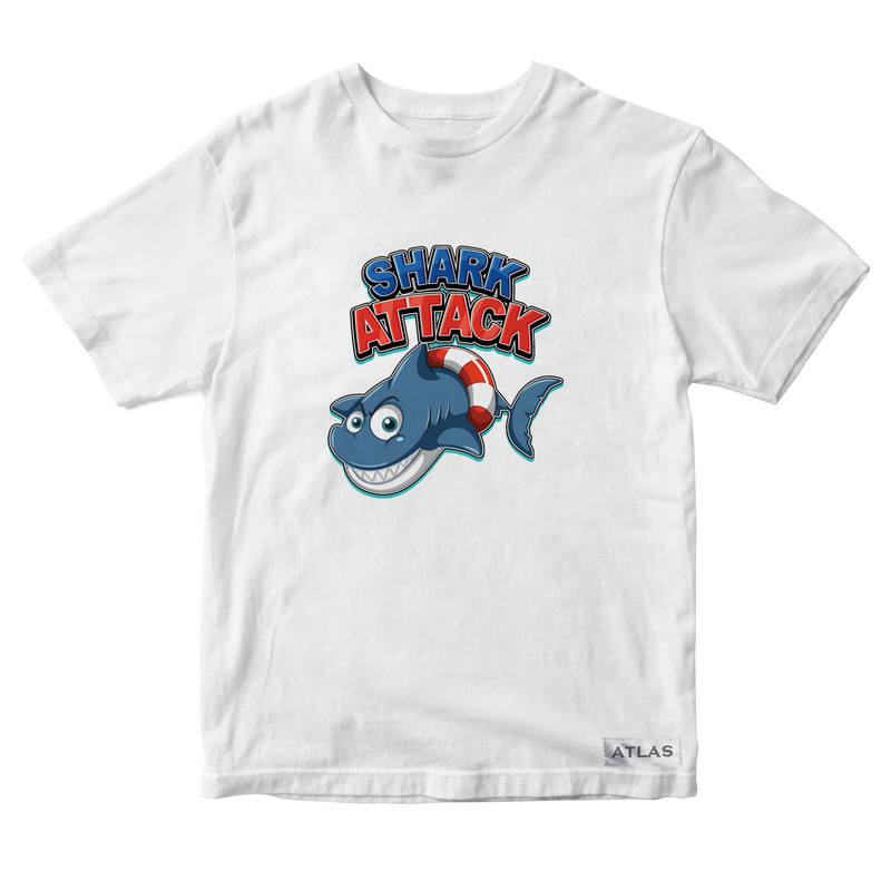 تی شرت آستین کوتاه پسرانه مدل Shark کد SH012 رنگ سفید