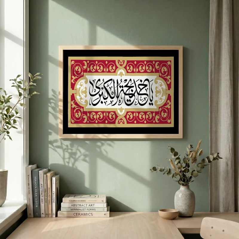 تابلو طرح یا خدیجه الکبری مدل G15632 فریم کرم روشن