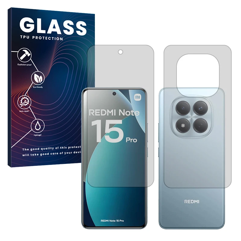 محافظ صفحه نمایش مات گلس مدل Resistant مناسب برای گوشی موبایل شیائومی Redmi Note 15 Pro 4G به همراه محافظ پشت گوشی موبایل 