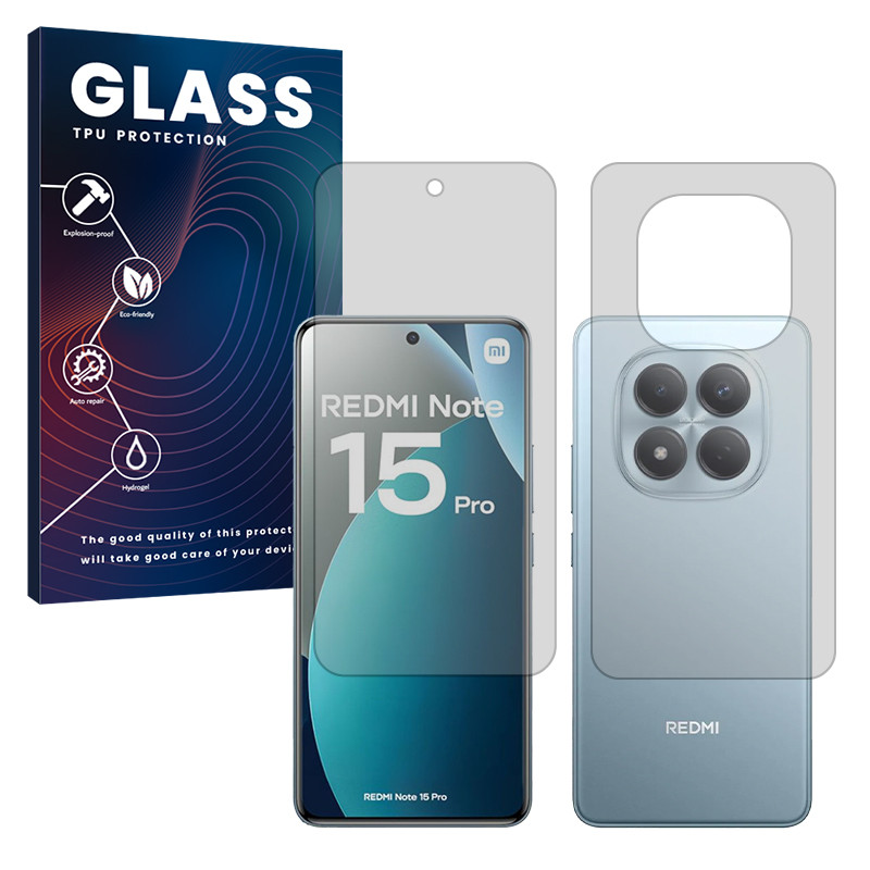 محافظ صفحه نمایش شفاف گلس مدل Resistant مناسب برای گوشی موبایل شیائومی Redmi Note 15 Pro 4G به همراه محافظ پشت گوشی موبایل 