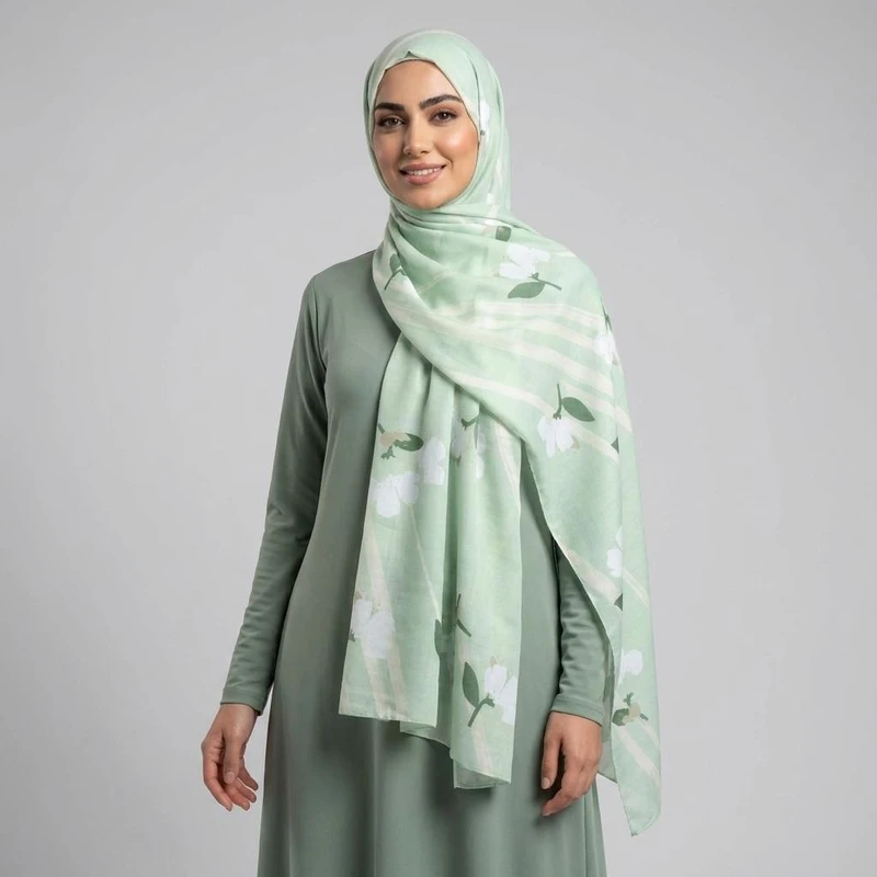 شال زنانه مدل نخی چهار فصل طرح شکوفه کد ana-7087