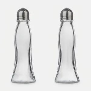 نمک‌پاش لیمون مدل شیشه ای درب استیل کد HS2411 مجموعه 2 عددی