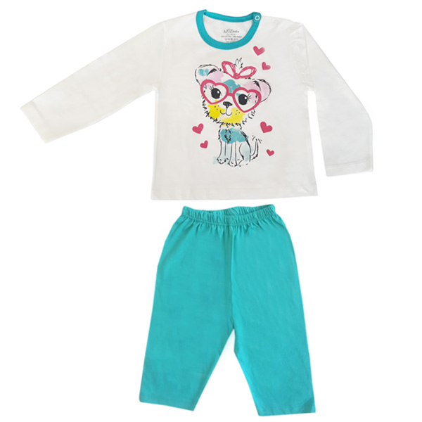 ست تی شرت و شلوار نوزادی عزیز ب ب مدل Cat کد 9380