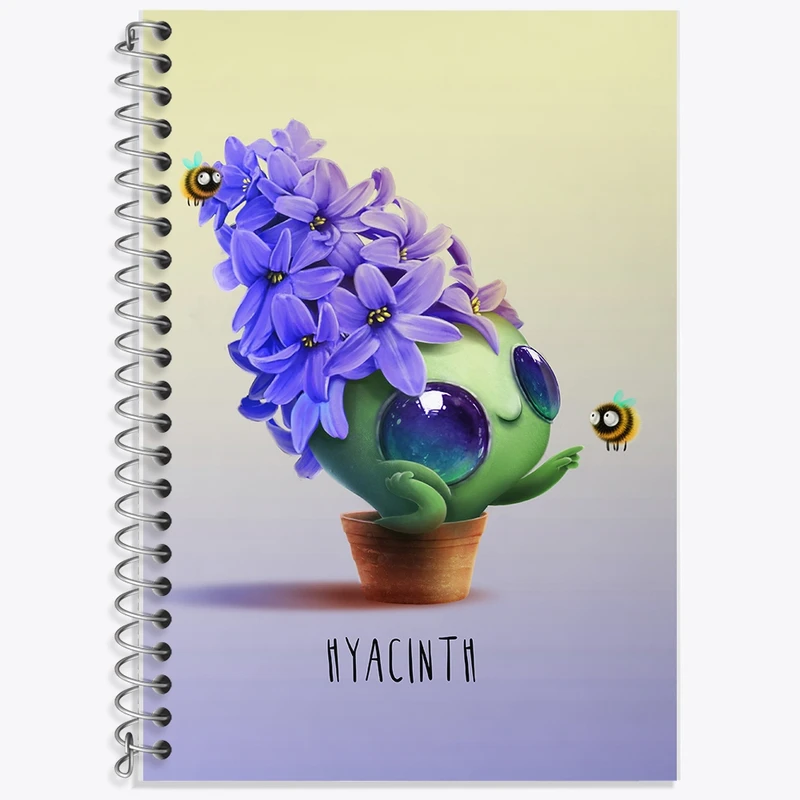 دفتر زبان 50 برگ خندالو مدل سه خط طرح گل سنبل کد F391