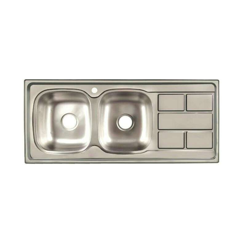 سینک ظرفشویی استیل توکار دو لگنه اخوان قاسمی مدل C129