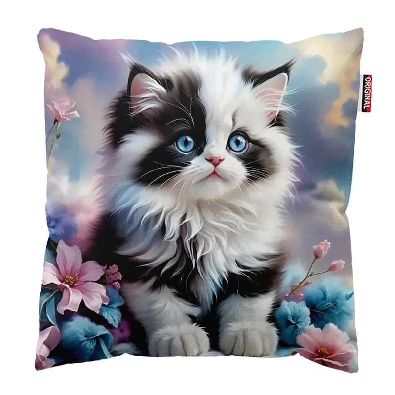 کوسن پاد آفرین مدل گربه کیوت بامزه فانتزی کد PK302059 سایز 30*30 سانتی متر