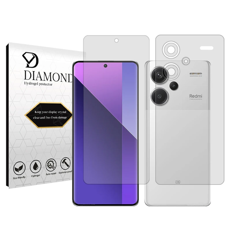 محافظ صفحه نمایش شفاف دیاموند مدل Tough مناسب برای گوشی موبایل شیائومی Redmi Note 13 Pro Plus به همراه محافظ پشت گوشی