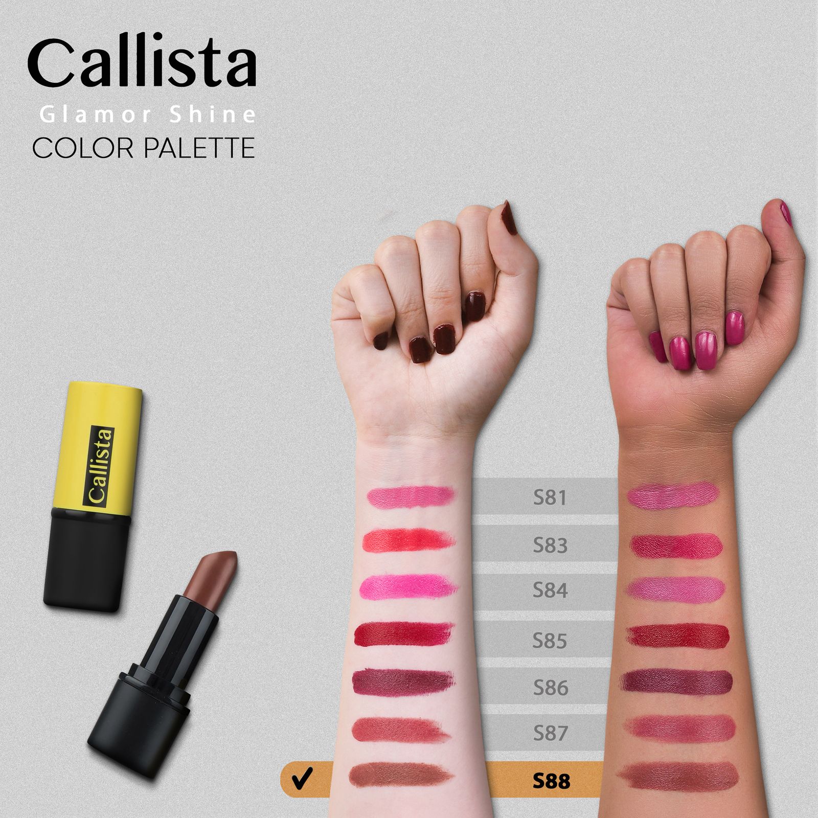 رژ لب جامد کالیستا مدل Glamor Shine شماره S88 - - 3