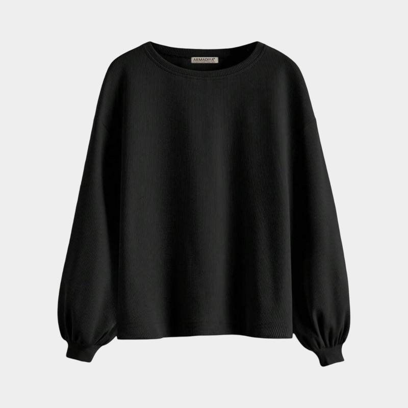 بلوز آستین بلند یقه گرد زنانه آرمادیا مدل مارسلین کبریتی کد BLK01