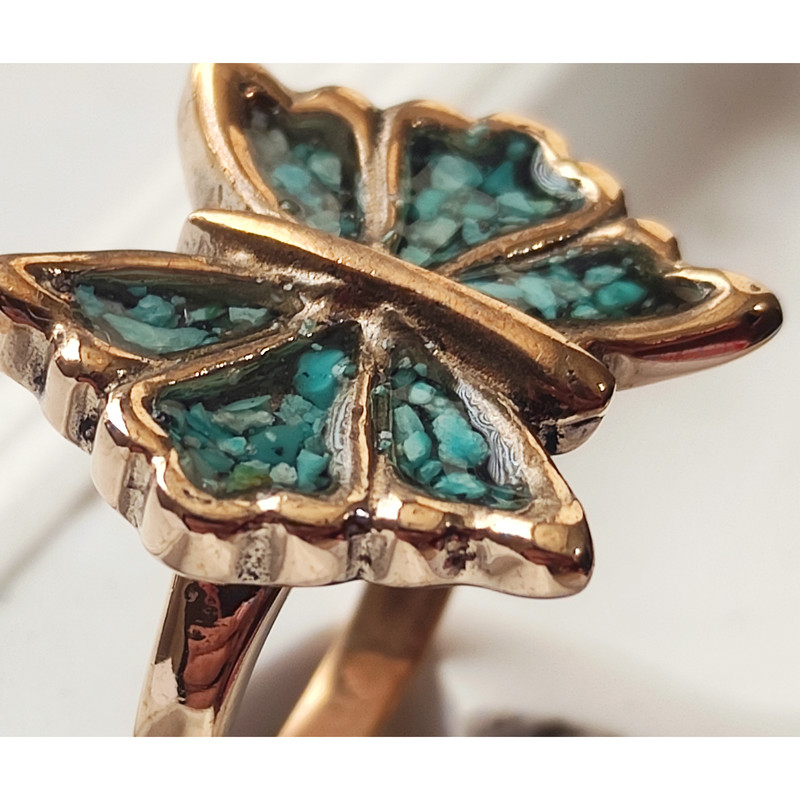 انگشتر زنانه مدل پروانه طرح فیروزه کد GL075