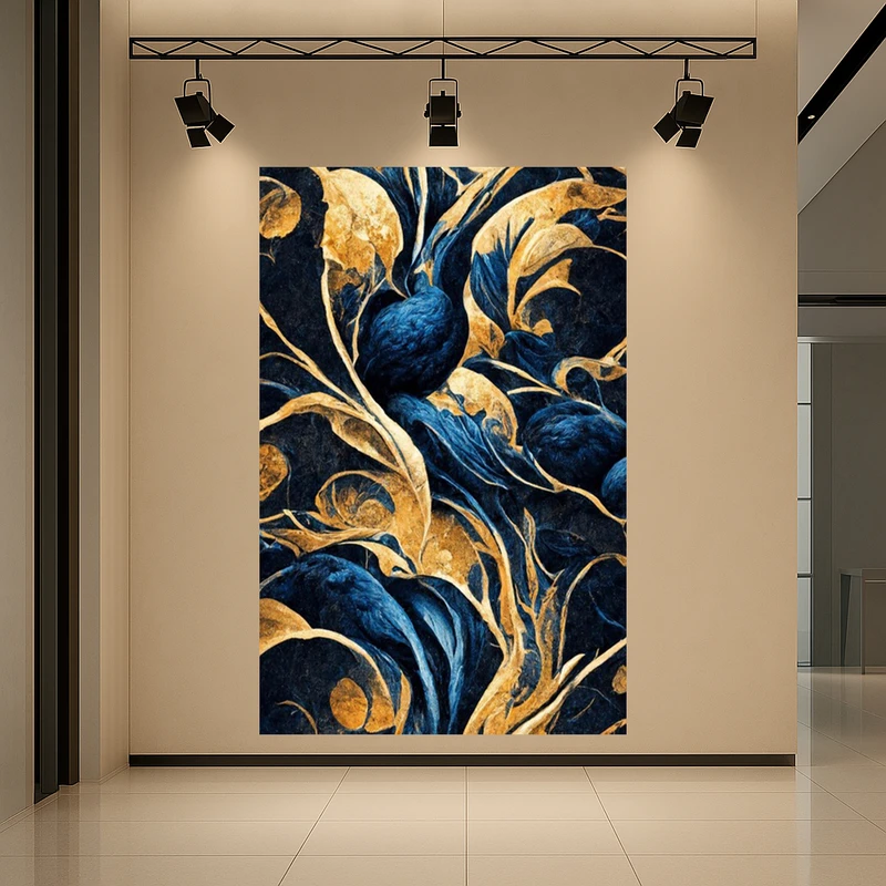 تابلو بوم طرح مخمل انتزاعی مدل برگ های درهم کد AR3059403