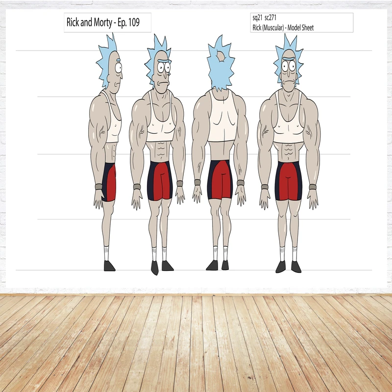 تابلو شاسی مدل  پوستر سریال ریک و مورتی طرح ریک بدنساز  rick & morty کد 1146 