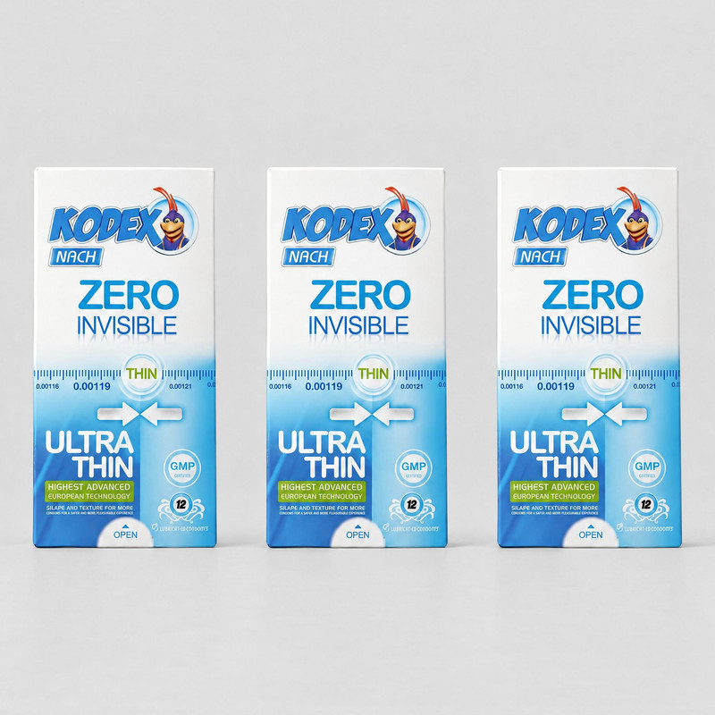 کاندوم ناچ کدکس مدل ZERO INVISIBLE سه بسته 12 عددی