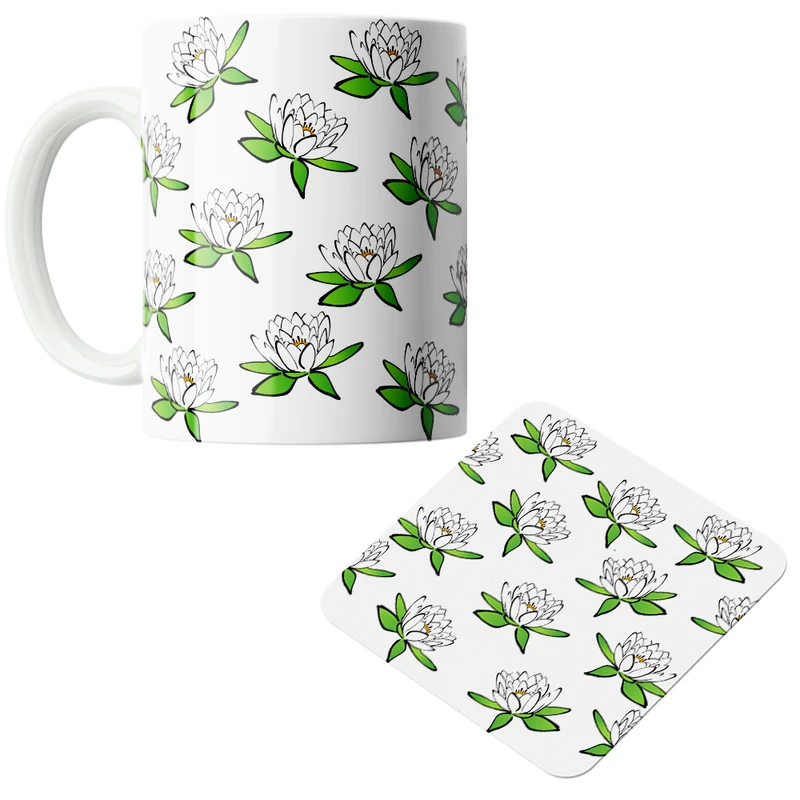 ماگ مدل گل کد DKC365 به همراه زیر لیوانی