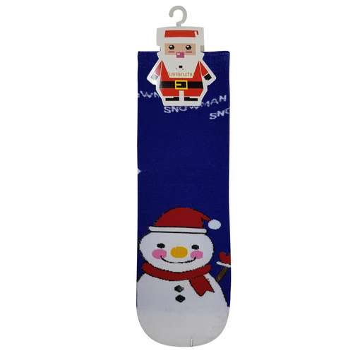 جوراب زنانه مدل آدم برفی کد 4075 رنگ آبی