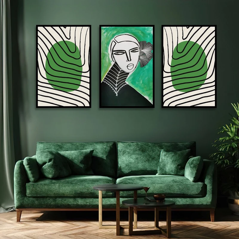 تابلو بکلیت طرح نقاشی مدرن مدل شاین اکلیلی B-1418 مجموعه 3 عددی