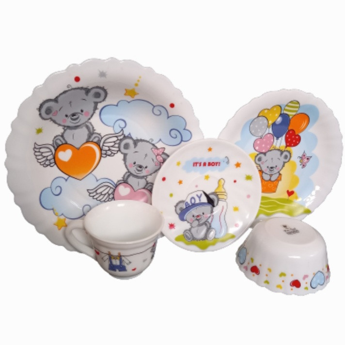 سرویس غذا خوری 5 تکه کودک پارس اوپال مدل پسر کد 773