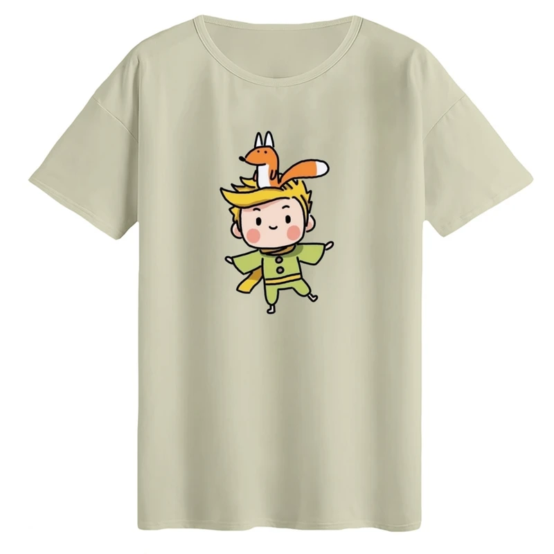 تی‌شرت لانگ آستین کوتاه زنانه مدل شازده کوچولو و روباه