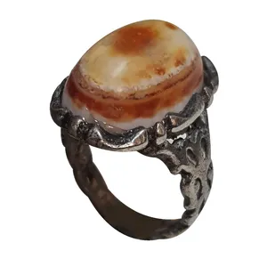 انگشتر نقره مردانه مدل عقیق سه پوست سلیمانی AS212220