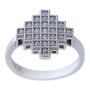 انگشتر نقره زنانه بازرگانی میلادی مدل قانتزی فول نگین بدون ریزش ابکاری رادیوم کد AWR_542