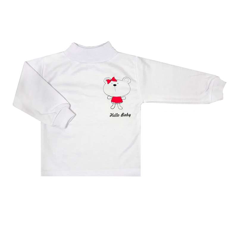 تی شرت آستین بلند نوزادی مدل یقه کشبافت کد Rd Cat