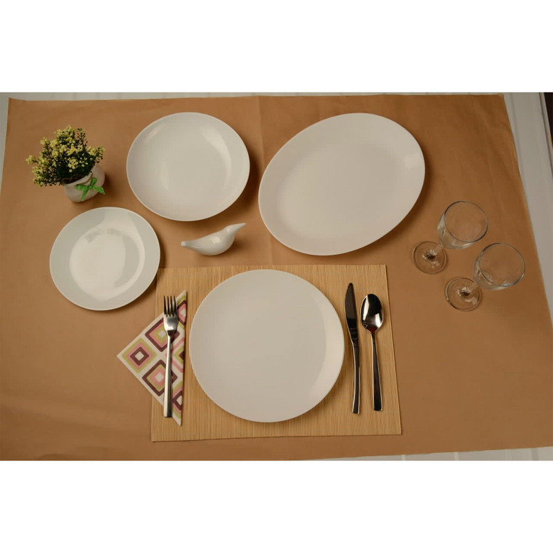 سرویس غذا خوری 26 پارچه دینو مدل گرد سفید ساده
