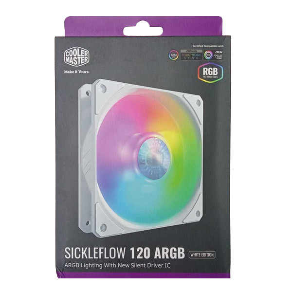 فن کیس کولر مستر مدل SICKLEFLOW 120 ARGB WHITE EDITION