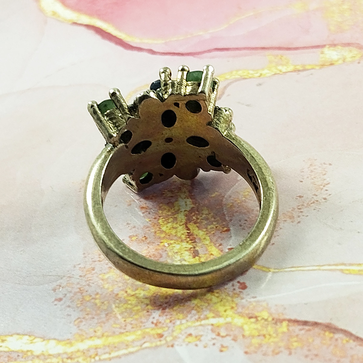 انگشتر نقره زنانه سلین کالا مدل سیاه قلم چند جواهر کد 142