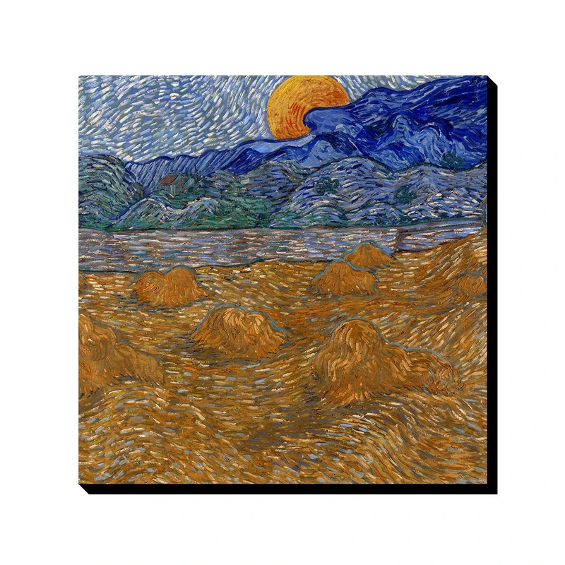 تابلو ترمه طراحان ایده طرح چشم انداز دسته های گندم و طلوع ماه از ونگوگ کد art0027