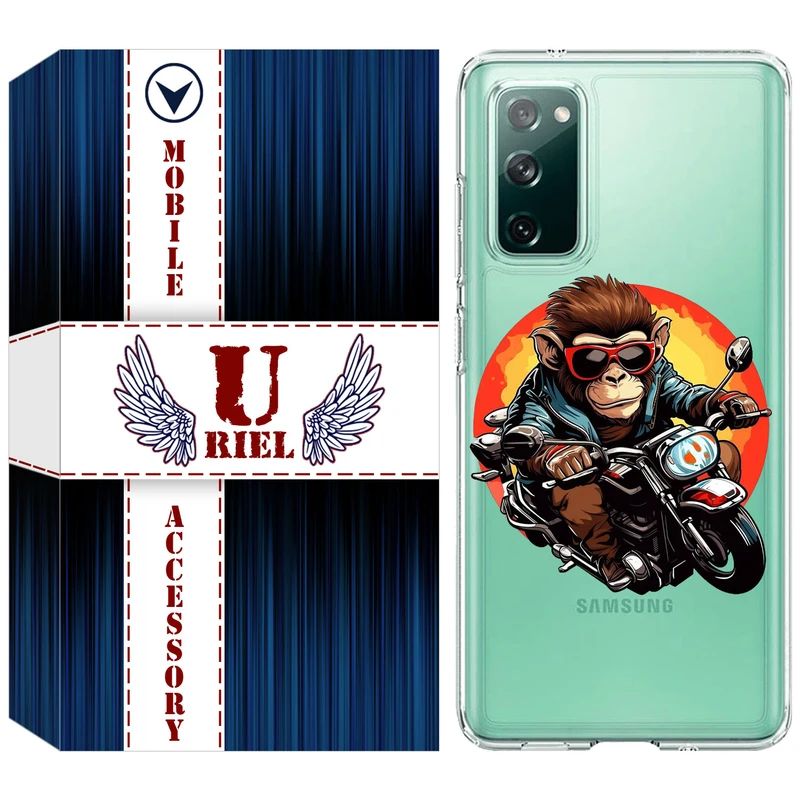 کاور یوریل قاب مدل Clear کد 32 طرح میمون موتورسوار مناسب برای گوشی موبایل سامسونگ Galaxy S20 FE