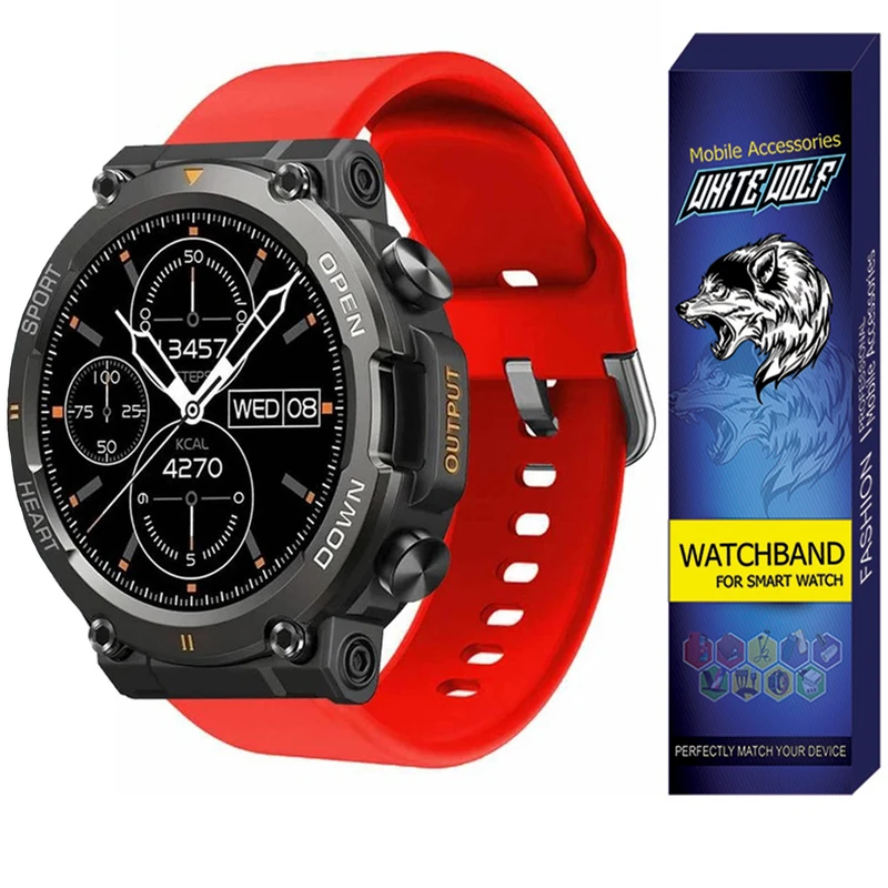 بند وایت ولف مدل WB-SIL-SQ مناسب برای ساعت هوشمند هپی تاچ  K59 Pro - 2024 / 22mm 