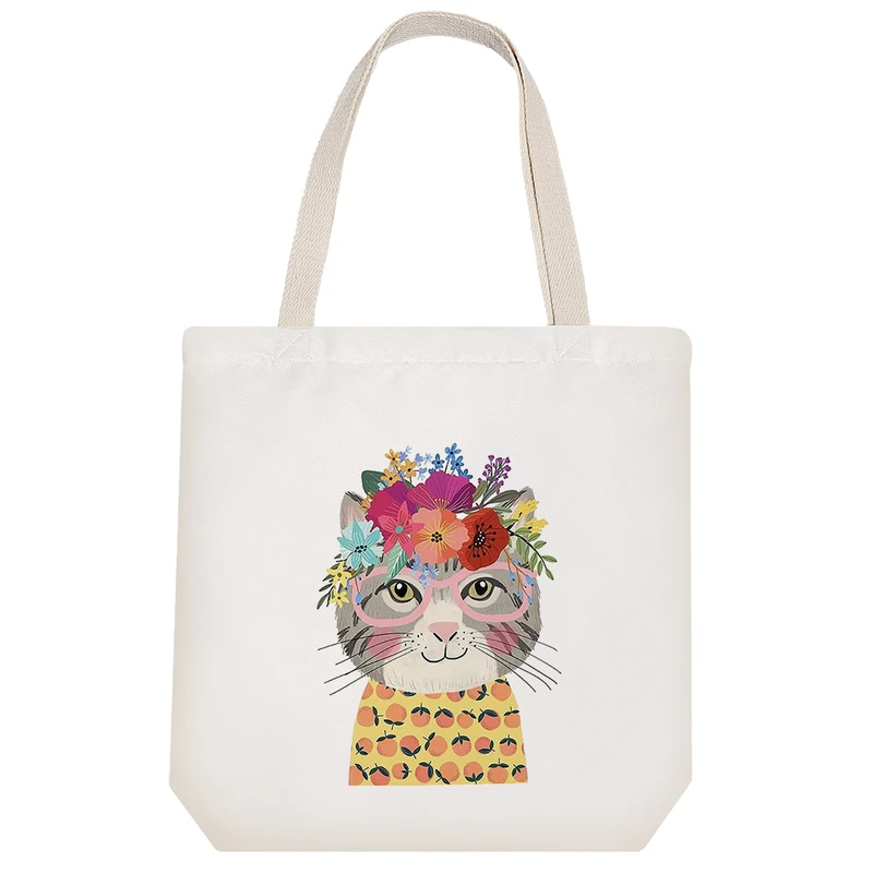 ساک خرید پارچه ای خندالو طرح گربه مدل توت بگ کد 451