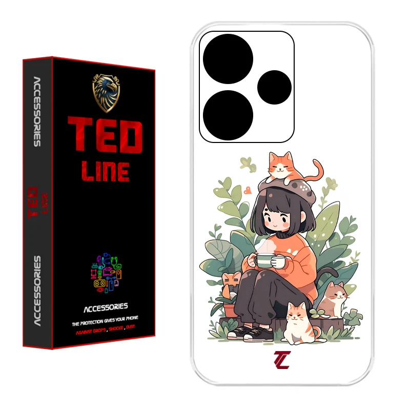 کاور تدلاین طرح گربه کد 1181 مناسب برای گوشی موبایل شیائومی Redmi 13 4G