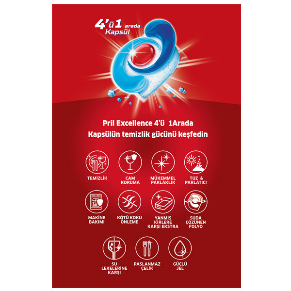 قرص ماشین ظرفشویی پریل مدل Excellence بسته 40 عددی