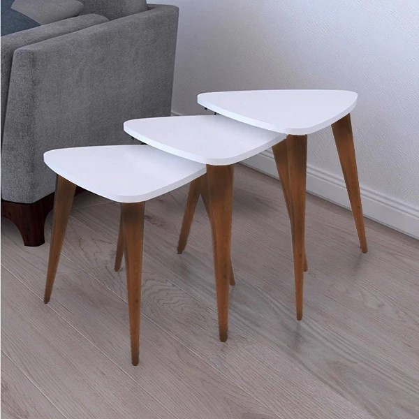 میز عسلی مثلث مدل مینیمال 324 کد 14 مجموعه سه عددی