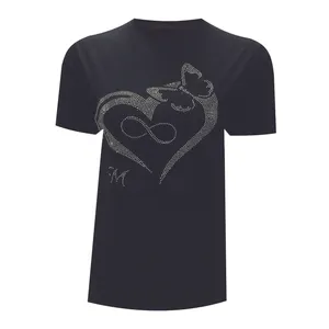 تی شرت آستین کوتاه زنانه مدل نگین دار طرح قلب کد DKCOP 432