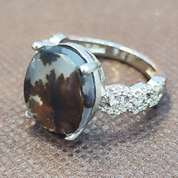 انگشتر نقره زنانه مدل عقیق شجر کد 5880