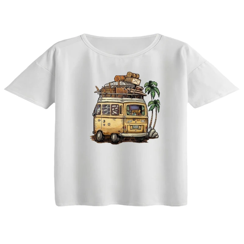 کراپ تی‌شرت آستین کوتاه زنانه مدل فولوکس کد ۵