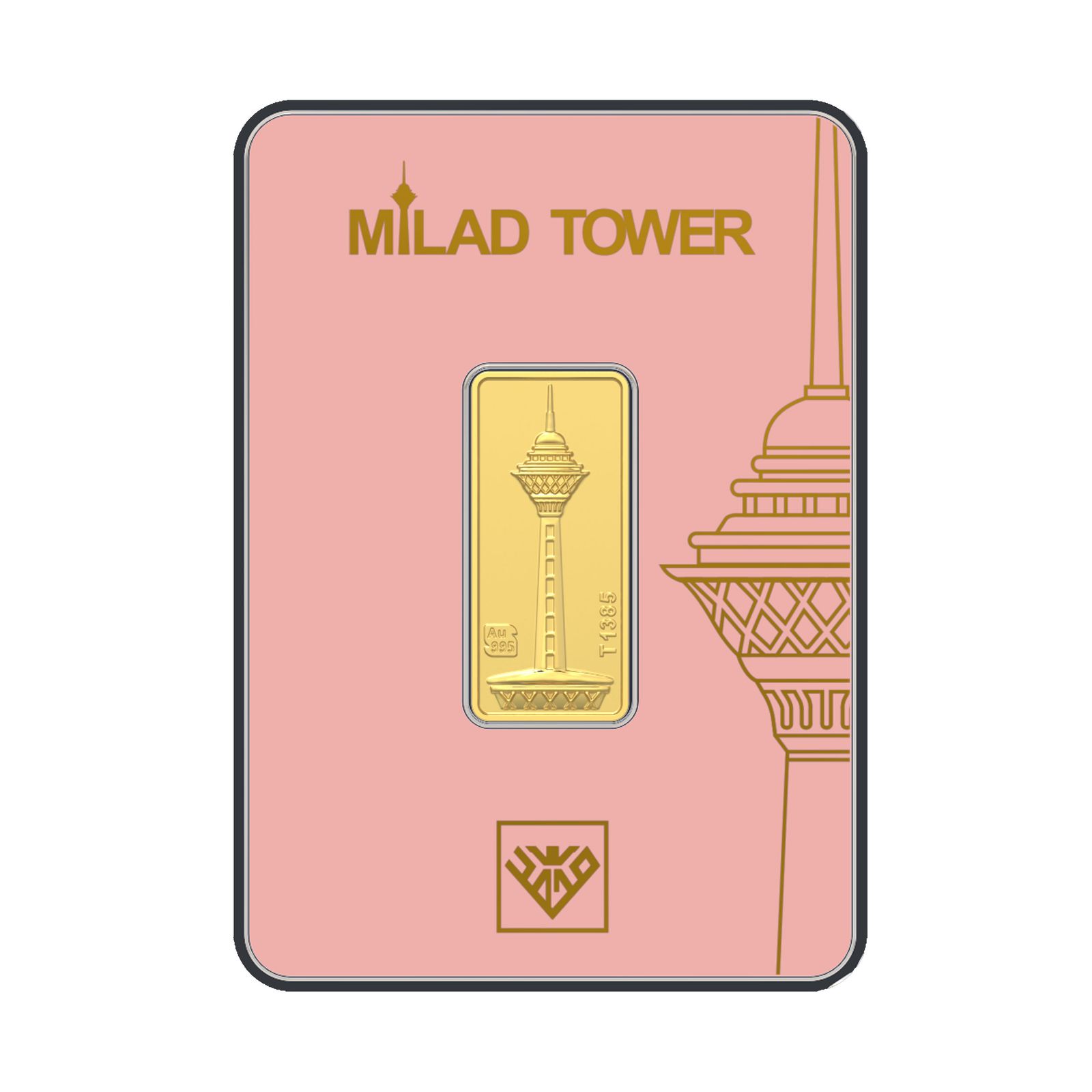 شمش طلا 24 عیار طلای محمد طرح برج میلاد مدل M-M-2 - - 1