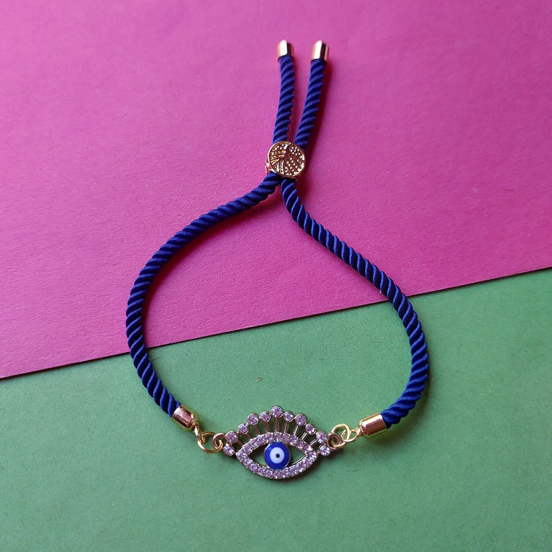 دستبند زنانه مدل آسانسوری طرح چشم نظر کد HC312