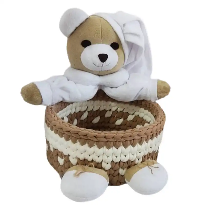 سبد قلاب بافی تریکو طرح عروسک خرسی کد 01