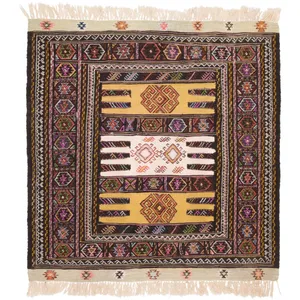 گلیم دستباف یک متری مدل سفره کردی کد 261057 